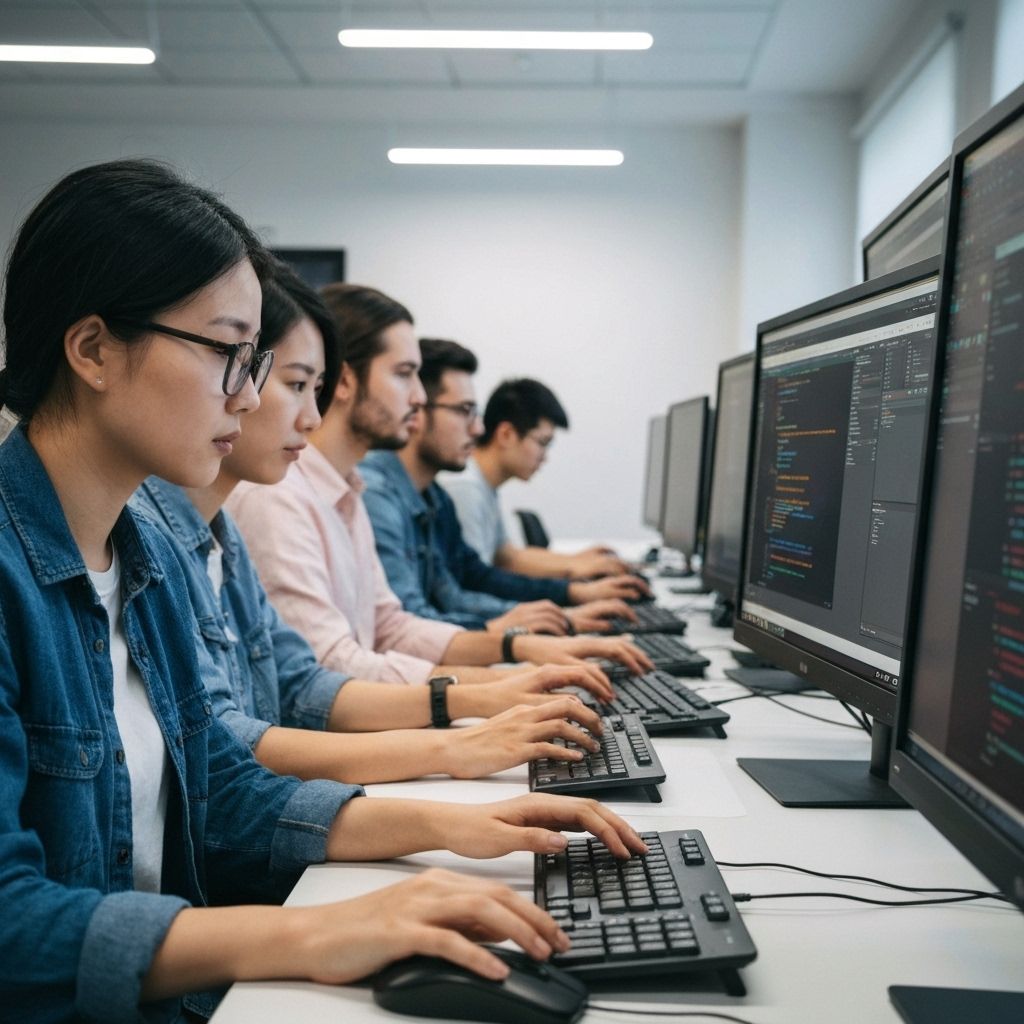 Computer science students in lab